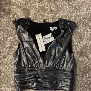 Karina Grimaldi Silver Metallic Women's Top